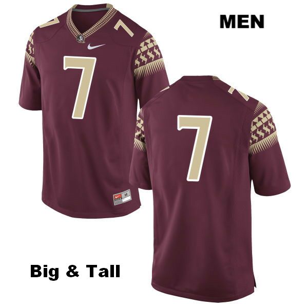 Men's NCAA Nike Florida State Seminoles #7 Ryan Green College Big & Tall No Name Red Stitched Authentic Football Jersey GJA7669PL
